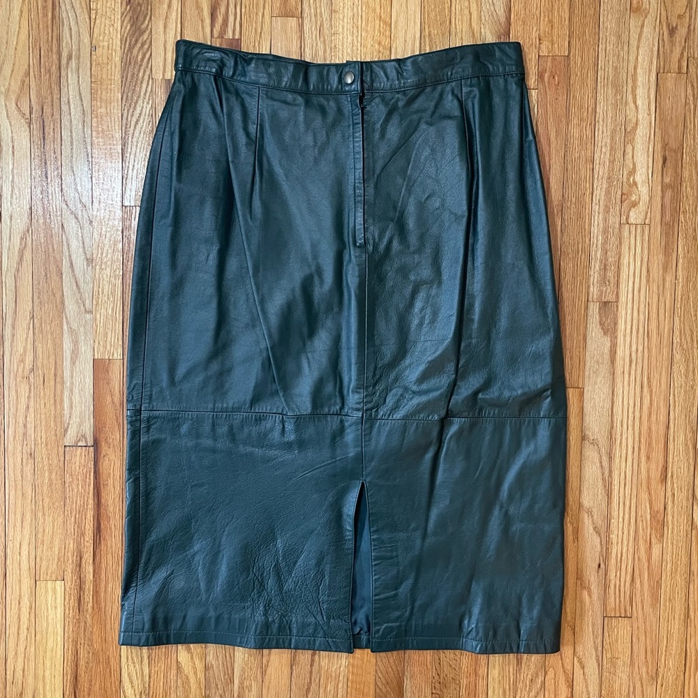 Vintage Green Leather Skirt - Picture 8 of 13